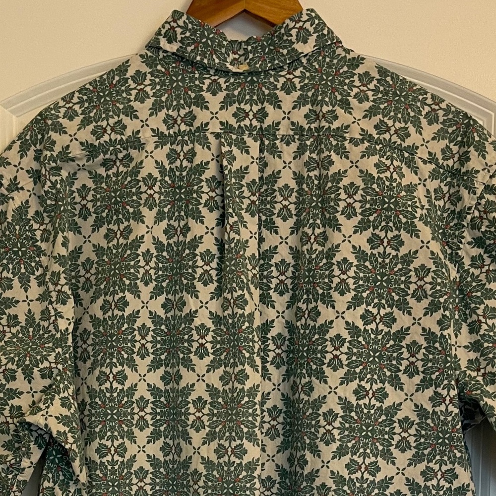Reyn Spooner Men's XXL Button Down Shirt Cotton Hawaiian Aloha Green Holly Red - Picture 8 of 10